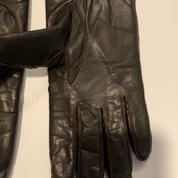 DARK Brown Leather Gloves with Lining Size M - Picture 5 of 17